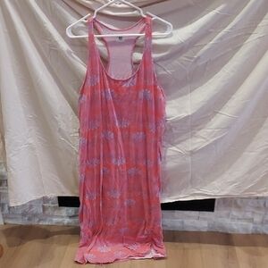 Coral with Purple Patterned Maxi Dress w/ Racer Back Route 66 Pink and White